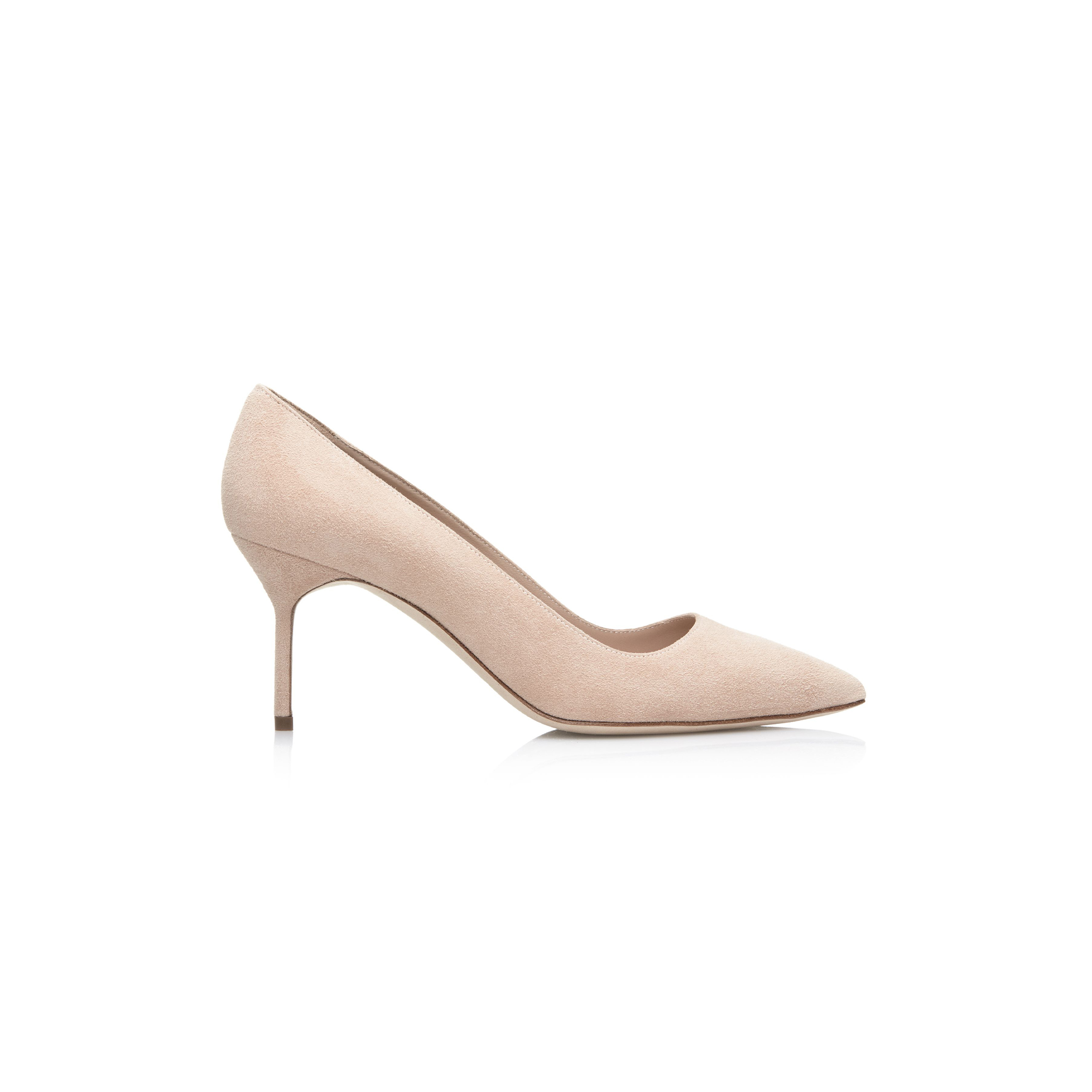 MANOLO BLAHNIK BB 70 NUDE SUEDE POINTED TOE PUMPS 9XX-0415-0015